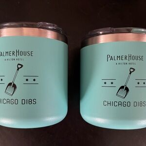 Two Palmer House Chicago Aqua Insulated Thermo Tumblers 12oz